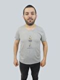 Erkek Astrology Sıfır Yaka Basic Gri Tişört