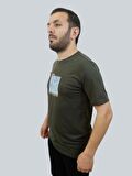 Erkek Paradise Sıfır Yaka Basic Haki Tişört