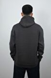 Erkek Kapüşonlu ve Önden Cepli Düz Polar Sweatshirt Haki