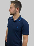 Erkek Horses Polo Yaka Compact Ligralı Lacivert Tişört