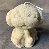 Uretti - Ayşe 7362 - El Yapımı Beyaz Sevimli Köpek Mum - 8 x 8 cm