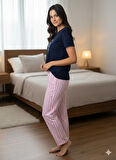 KADIN LACİVERT YAZLIK PİJAMA TAKIM