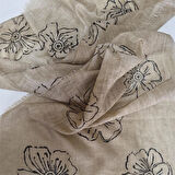 Pamuklu Fular, Tahta Baskılı, Hediyelik , El Yapımı  Taşlanmış Pamuklu Fular, Moli Tasarım