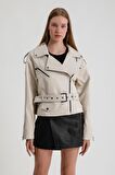 Kadın Oversize Biker Deri Ceket