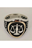Avukat Ve Hakimlere Özel Adalet Terazisi Gümüş Erkek Yüzüğü