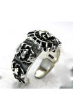 Erkek  Gotik Kurukafa Skull Gümüş Yüzük