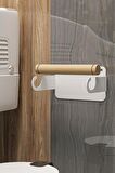 Ahşap Paslanmaz Çelik Modern Tuvalet Kağıdı Askısı Wc Rulo Kağıt Düzenleyici