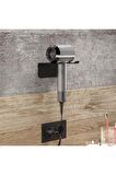 Saç Kurutma Makinesi Tutacağı, Fön Makinesi Banyo Rafı Askısı Siyah