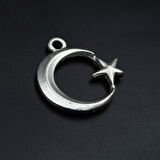 Ay Yıldız Kolye Ucu - Antik Gümüş Kaplama - Kod:1610