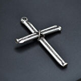 Çivili Haç Kolye Ucu - Antik Gümüş Kaplama - Kod:134