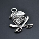 Kuru Kafa Korsan - Kılıç Kolye Ucu - Antik Gümüş Kaplama - Kod:93