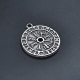 Vegvisir Pusula - Viking Sembol Kolye Ucu - Antik Gümüş Kaplama - Kod:129