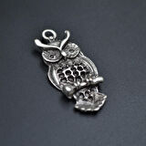 Minimal Baykuş Kolye Ucu - Antik Gümüş Kaplama - Kod:262