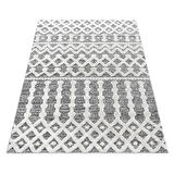 Yumuşak Bukle Tabanlı Modern kabartmalı 3D INKA örgü desenli Krem Gri Renkli Halı