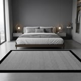 Siyah Gri Modern Çizgili Dijital Baskılı Halı Kaymaz Taban Minimal Şerit Desenli Salon ve Oda Halısı