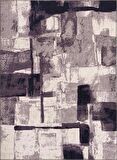Modern Abstrak Geometrik Desenli Pastel Gri Halı Kaymaz Taban Makinede Yıkanabilir