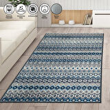 Modern İskandinav Kilim desenli Salon Mutfak Oda Halısı Mavi Gri Halı Kaymaz Yıkanabilir