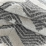 Yuvarlak Halı Yumuşak Bukle Tabanlı Modern Kabartmalı 3D Abstrak Dalga Desenli Krem Gri Renkli Halı