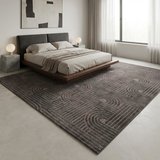 Antrasit Modern Geometrik Desenli Dijital Baskılı Kaymaz Tabanlı Yıkanabilir Halı