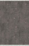 Antrasit Modern Geometrik Desenli Dijital Baskılı Kaymaz Tabanlı Yıkanabilir Halı