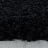 Yuvarlak Halı Yumuşak Yüksek Havlı 30 mm Shaggy Salon halısı Düz Siyah Renkli