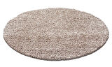 Yuvarlak Shaggy Halı 30 mm uzun ve yüksek tüylü Düz Bej renkli