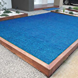 Kesme Suni Yapay Mavi Çim Halı 7 mm Balkon Teras Bahçe Dekoratif Kaymaz 