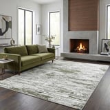 Gri Yeşil Salon Halısı Modern Dokulu Dijital Baskılı Kaymaz Tabanlı Halı