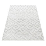 Yumuşak Bukle Tabanlı Modern kabartmalı 3D Labirent Kare Desenli Gri Renkli Halı