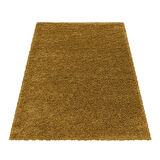 Yumuşak Yüksek Havlı 30 mm Shaggy Salon halısı Düz Gold Dore Altın Renkli