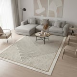 Dijital Baskılı Kahve–Bej Modern Halı – Kaymaz Tabanlı Geometrik Desenli Kolay Temizlenebilir