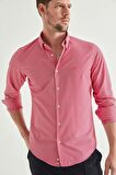 Slim Fit Fuşya Pötikare Gömlek 8HC02ORT10265