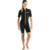 Cressi Lido Lady Shorty Dalış Elbisesi BLACK - AQUAMARINE-2MM - XL