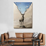 Daha Güzel Bir Doğa Hayal Eden Geyik Sürreal Duvar Tablosu-6017