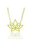 Lotus Çiçeği Altın Renk Kadın Gümüş Kolye
