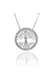 Taşlı Hayat Ağacı Kadın Gümüş Kolye Zincir Gklhaytagac