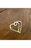 Çift Kalp Kişiye Özel Isimli Altın Renk Kolye