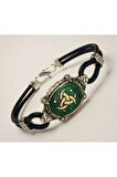Teşkilatı Mahsusa Yeşil Mineli Deri Gümüş Erkek Kadın Bileklik