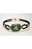 Teşkilatı Mahsusa Yeşil Mineli Deri Gümüş Erkek Kadın Bileklik