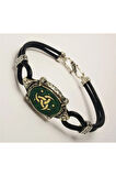 Teşkilatı Mahsusa Yeşil Mineli Deri Gümüş Erkek Kadın Bileklik