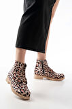 Leopar Bağcıklı Fermuarlı Günlük Kadın Bot
