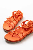Orange Bilekten Bağcıklı Kadın Sandalet