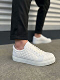 Tb166 Prestige Bağcıklı Cilt Kapitone Desenli Erkek Günlük Sneaker Ayakkabı Cbt - Beyaz