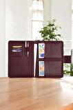 Lüx Macbook Air Pro 13-14 İnç Ofis Organizer Bordo Naturel Evrak & Laptop & Tablet Çantası