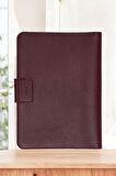 Lüx Macbook Air Pro 13-14 İnç Ofis Organizer Bordo Naturel Evrak & Laptop & Tablet Çantası