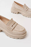 Bej Süet Günlük Yüksek Tabanlı Loafer Ayakkabı