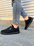 Tb0118 Rex Bağcıklı Keten Kumaş Erkek Günlük Sneaker Ayakkabı Kst - Siyah