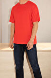 Unisex Kırmızı Basic T-sihrt