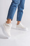 Alessı Bağcıklı Ortopedik Taban Kadın Sneaker Spor Ayakkabı Bt - Kırık Beyaz
