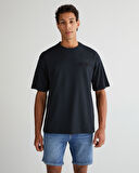 GANT Erkek Siyah Relaxed Fit Bisiklet Yaka Logolu T-Shirt